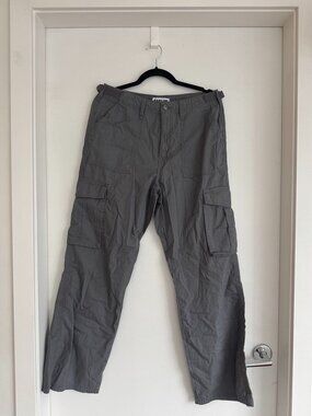 Grey Cotton Cargo Pants